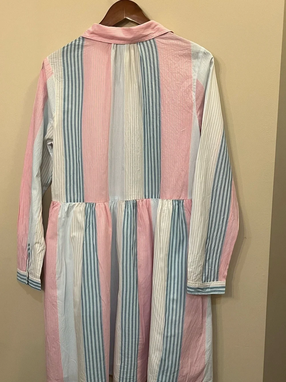 J Crew striped cotton mini dress relaxed fit long sleeve medium 14